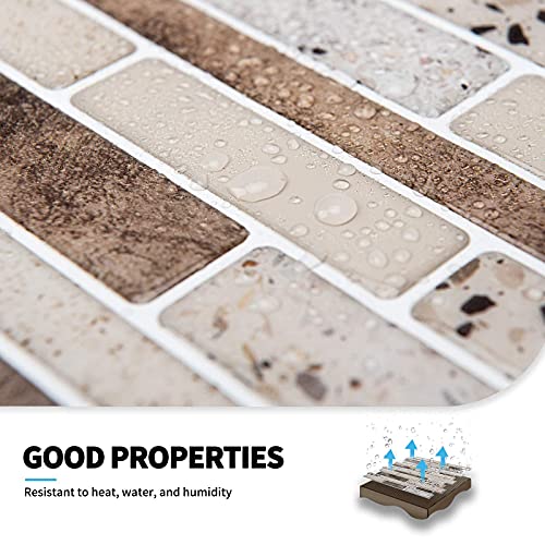 Art3D Peel And Stick Brick Kitchen Backsplash Self-Adhesive Wall Tile Stone Design, 10 Sheets (Brown) #TOP4