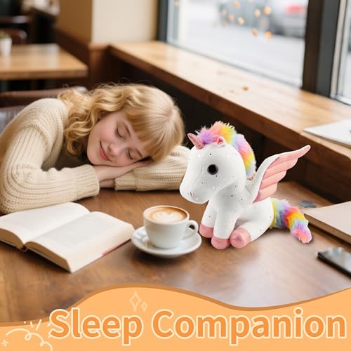 Image of Unicorn Stuffed Animal with Wings, Soft Unicorn Stuffed Animal for Kids Girls Lovers Women, 11.8 Inches Cute Plush Toys Hugging Pillow Plush Animals Gift for Birthday Valentine Christmas Decor White