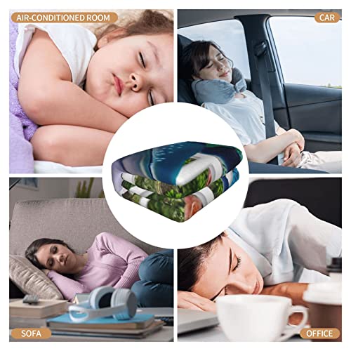 Hooded Blanket Underwater Dolphin With Flowers Window Flannel Wearable Throw Cape Robe Wrap Fleece Warm Air-Conditioning Quilt 60"X50" #TOP5