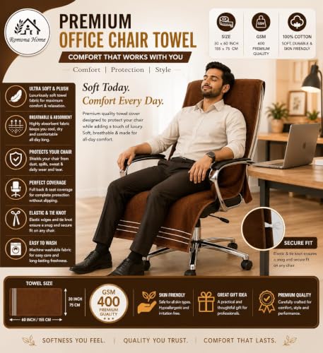 Image of ROMAN HOME Car & Office Chair Towel with 2 Tie Knots| Super Soft 400 GSM (2, browen)