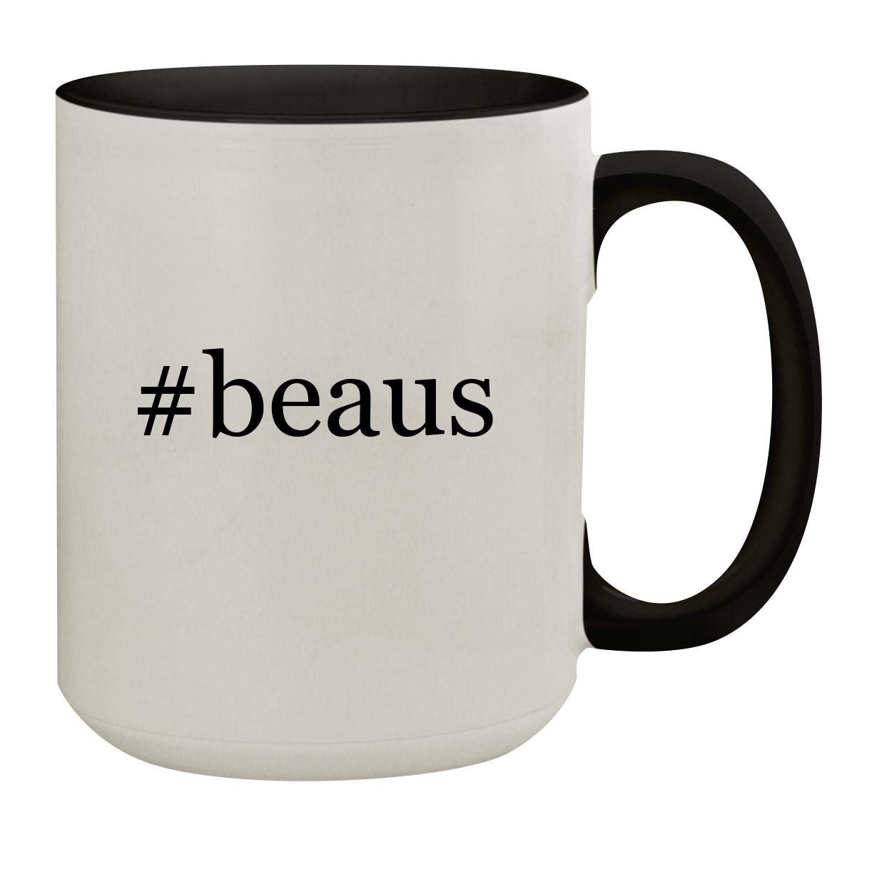 #beaus - 15oz Hashtag Colored Inner & Handle Ceramic Coffee Mug, Black