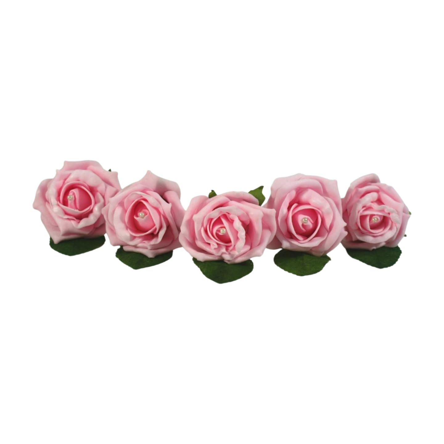 Shimmer-hj 5 Bright Baby Pink Handmade Rose Buttonholes with Pearl - Artificial Flower Boutonniere & Corsage for Weddings, Proms, Bride, Groom, Bridesmaid & Guests โ image 1