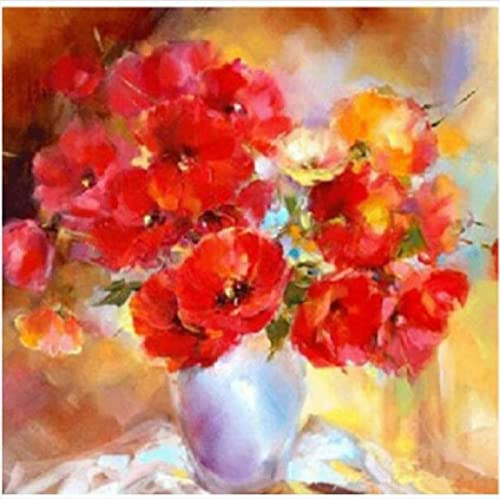 Idée cadeau broderie diamant fleur rouge 5D kit complet mosaïque pour loisir créatif