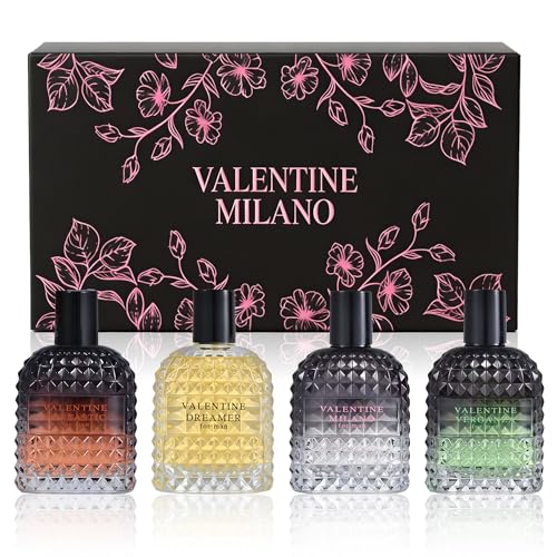 AFLUXE Valentine Milano 4PC Mens Cologne Gift Set Eau de Parfum Fragrance Collection for Men Long Lasting Fresh Spicy & Woody Scents 4 x 1.7 Fl Oz