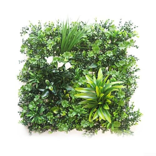 Niceminiwall Panel de pared de flores artificiales anti-ultravioleta 50X50cm Realista Decoración de jardín interior y exterior Hoja verde pared viva (B)