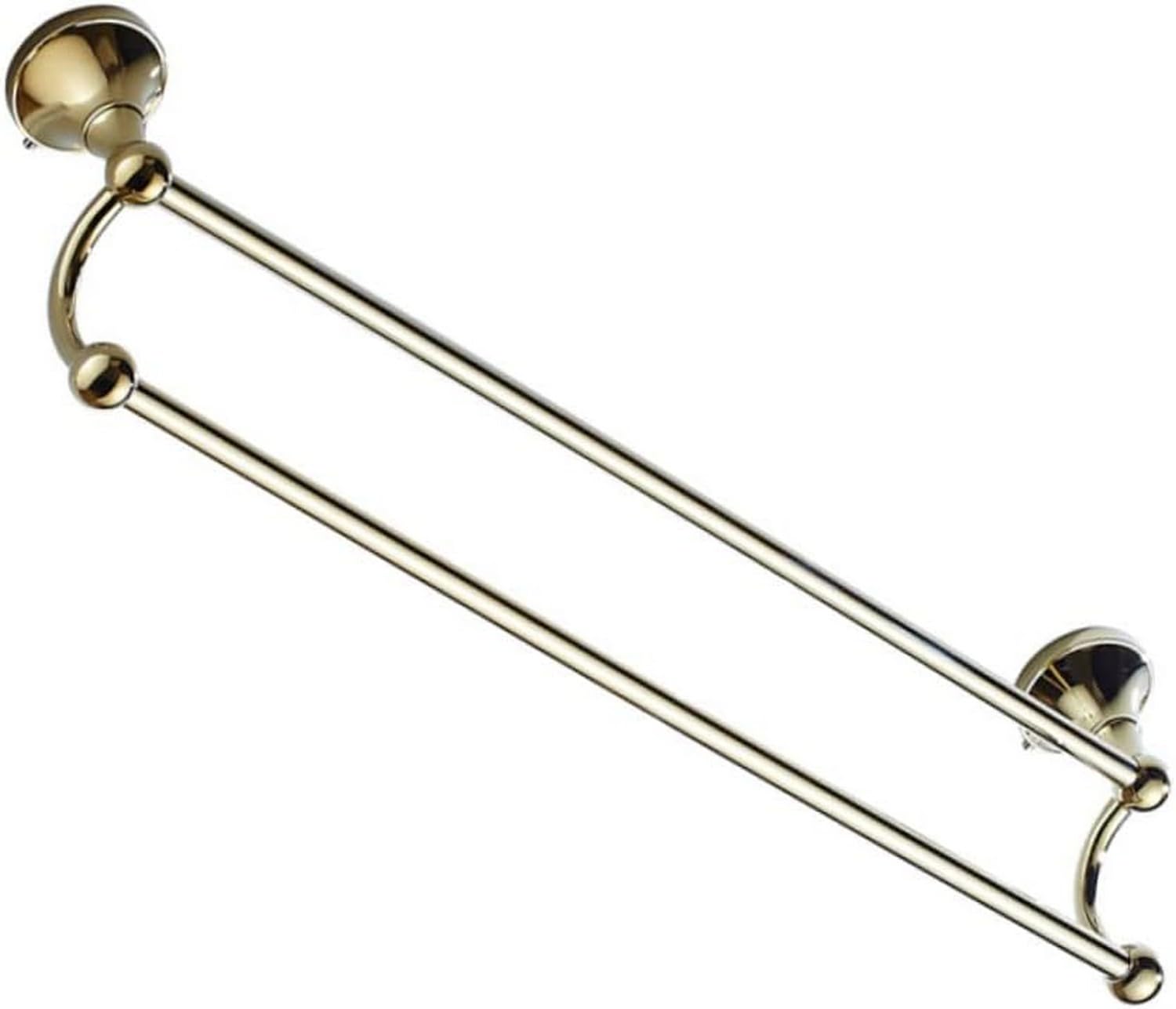Towel Racks Rail Bath Holder Double Bar Rack Shelf Storage Bathroom Dish Cloth Hanger Wall Hanging(Light brown)