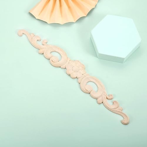 Miniatura 8 de MUXSAM Apliques de madera decorativos tallados, calcomanías largas de madera para decoración de muebles, tallas de roseta para puerta, gabinete,