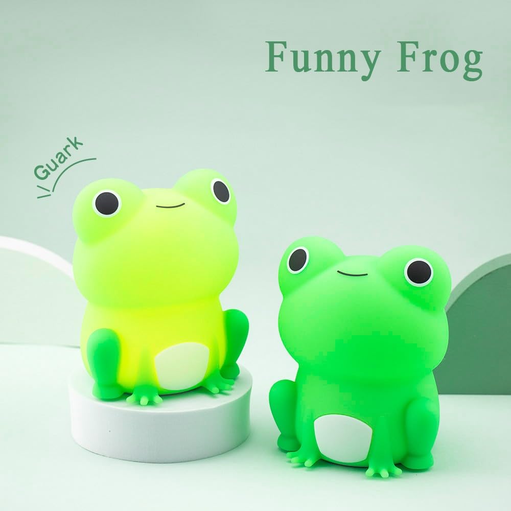 LED-Nachtlicht, niedlicher Frosch, Touch-Steuerung, weiches Silikon, tragbare Schlafzimmerlampe, Helligkeit einstellbar, nicht flackernd, augenschonend, warmes Licht, Typ-C USB