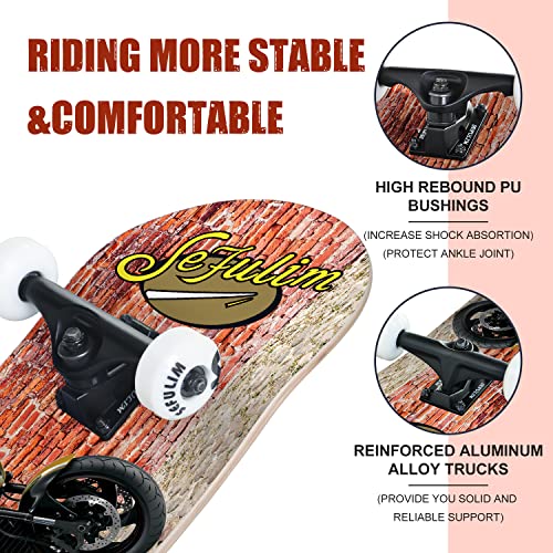 Image of 31 x 8 Inch Complete Skateboard 7 Layer Canadian Maple Double Kick Deck Concave Cruiser Trick Skateboard for Boys Girls Teens Adults Beginner