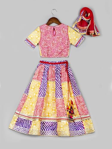 Image of Naughty Ninos Girl's Polyester Readymade Lehenga & Choli Set