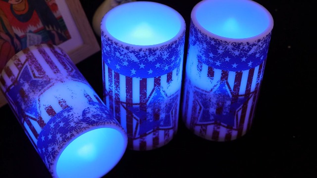 Image of Patriotic Flameless Candles with Timer Remote Set of 3