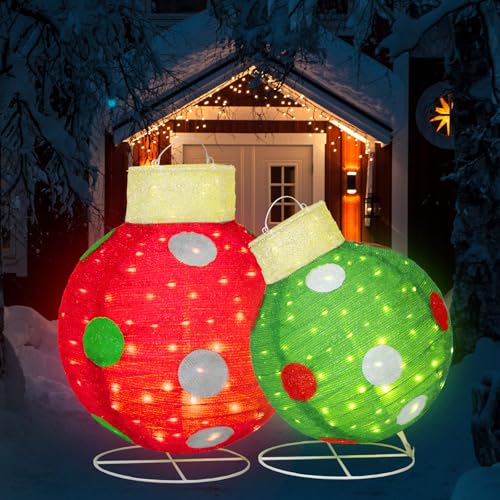 2 PCS Large Pop-Up Christmas Ball Ornaments Outdoor Decorations with