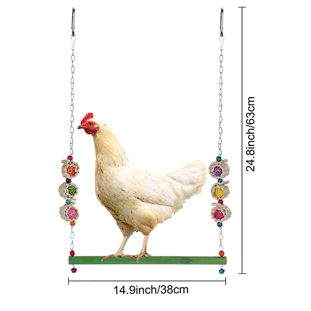 Set di giocattoli di pollo per grandi uccelli da appendere, scaletta e posatoio, mangiatoie per frutta