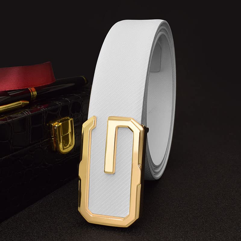 3.4cm luxury letter g belt men designer Genuines leather belt brand Waist Strap male cowhide white ceinture homme (White gold buckle, 115CM)