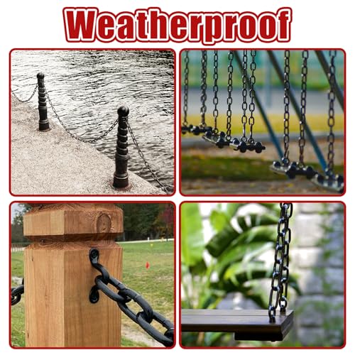 VIDETOL 8 Meter Stahlkette Meterware, Ø 5mm metallkette, Eisenkette Silber, Kette Schwarz für Ankerkette Wäschekette Schwenkkette