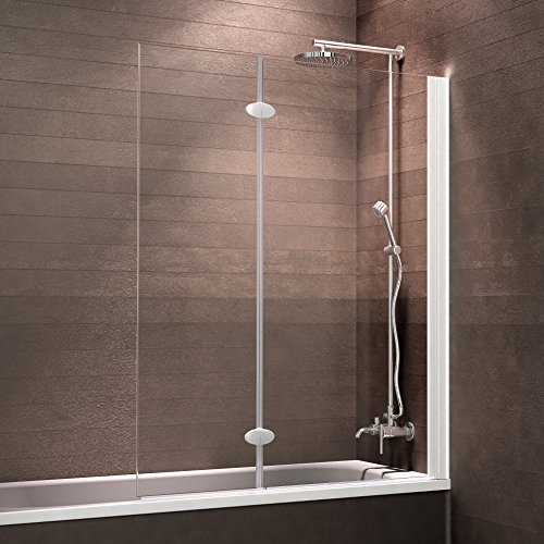 Schulte parete per vasca da bagno l.103 x a.130 cm, alpino bianco, 2 ante pieghevoli, montaggio per incollare, girevole 180° contro la parete, vetro di sicurezza 5 mm trasparente, guarnizione inclusa
