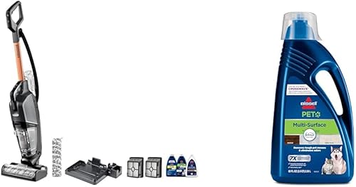 Paquete de BISSELL CrossWave HydroSteam Aspiradora en seco y húmedo, aspiradora multiusos, lavado y vapor, 35151 + fórmula para mascotas