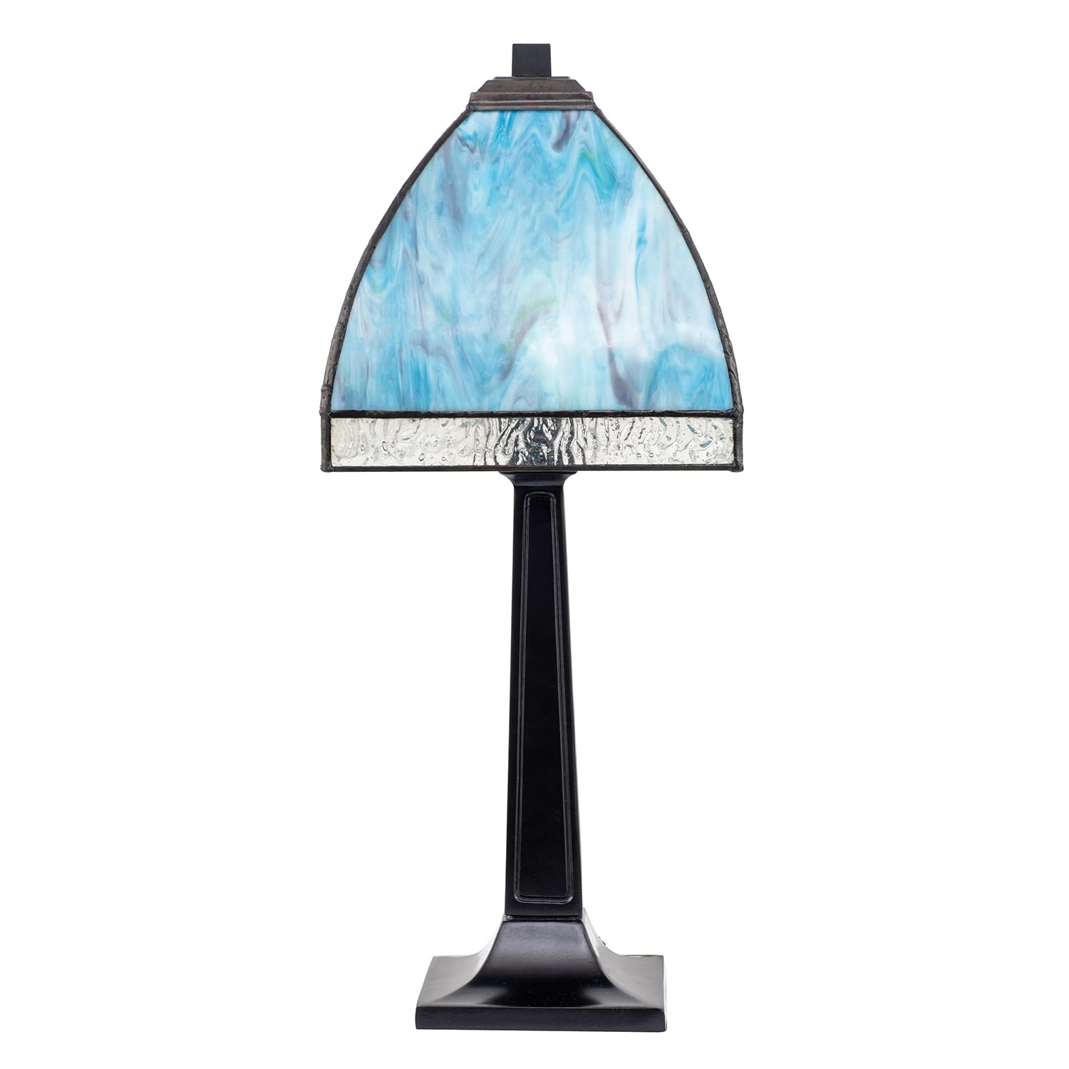 B&Q -  Emerald Green And Teal Mix Tiffany Glass Table Lamp With Black Base