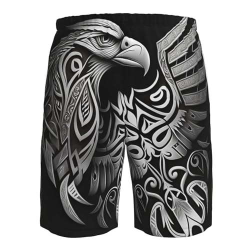 Eagle Tribal Native American Vintage Mens Swim Trunks Swim Board for Teen Shorts Surf Swimming Beach Trunks X-Large White2