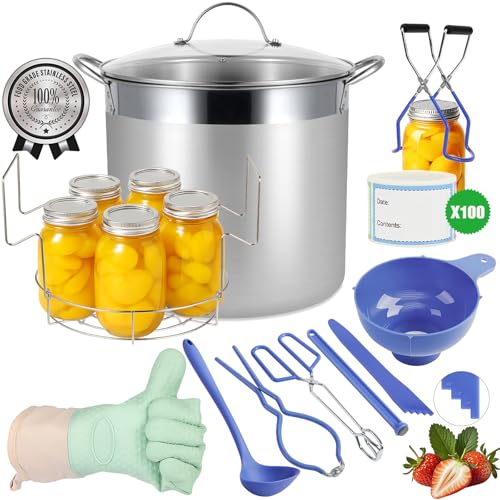 Image of 20.5 QT Water Bath Canning Pot with Rack and Lid, Canning Supplies