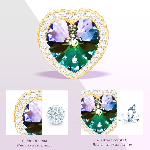 Image of Brooches For Women,14k Gold Plated Copper,Crystal Brooch,Love Brooch,Heart Brooches,Brooches Pin for Birthday, Christmas,Valentines, Wedding Parties, Anniversaries,Mother's Day