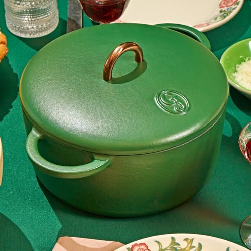 Image of Great Jones 3.5 Quart Enameled Cast Iron Dutch Oven Pot w /Lid (Broccoli) | Small Dutch Oven For Bread Baking, Round with Dual Handles, All Stovetop Safe up to 500, Non Stick & Dishwasher Friendly