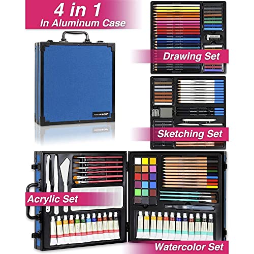 COLOUR BLOCK 151pcs Mixed Media Art supplies, 4 in 1 Professional kits I Acrylic Paint Sets I Watercolor Painting Sets I… - Image 3