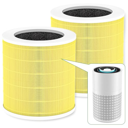 Image of A2001 Pet Replacement Filter, Compatible with Airromi A2001 Air Puri-Fier, 3-in-1 Filtration System True HEPA and Activated Carbon Filter, Part #AF-2001, 2 Pack(Yellow)