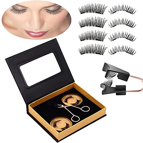 2Pair Magnetic Eyelashes without Eyeliner, Reusable Magnetic lashes Dual Magnetic Eyelashes, Magnetic Eyelashes Natural Look (Natural and Bushy)
