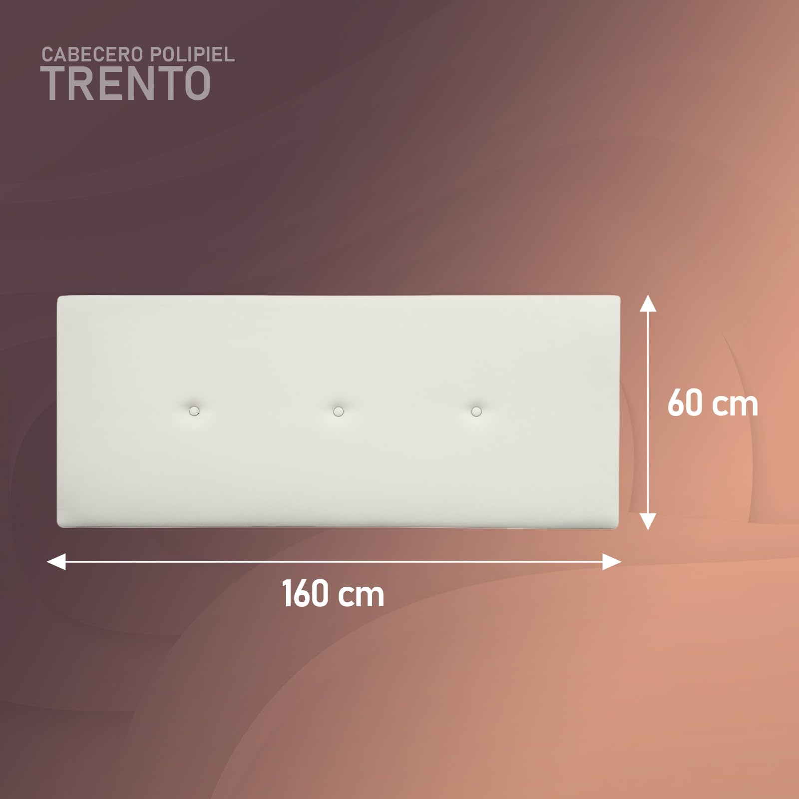 amuéblate online Kopfteil aus hochwertigem Kunstleder, gepolstert, Trento Maße 160 x 60 cm (für Betten mit 150 und 160 cm), Weiß