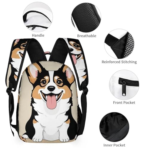 Backpack Bookbag Set Funny Corgi Dogs Cookies (1) Backpack with Lunch Bags and Makeup Bag Shoulder Bag with Lunch Box Storage Bags3