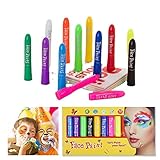 YFFSFDC フェイスペイント 12色セット クリスマス ハロウィン コスプレ 小道具 安全 無毒 クレヨン 顔ペン ボディペイント 簡単水洗 祭り スポーツ応援に最適 (A)