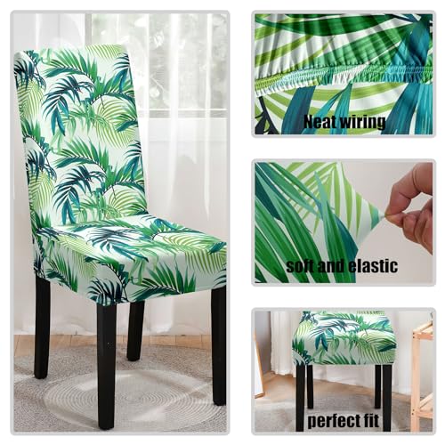 HZDHCLH Chair Covers Set of 4/6 Stretch Modern Chair Slipcovers for Dining Room Kitchen Wedding Party Washable Chair Protector(Bamboo leaves,4pcs) - Image 3