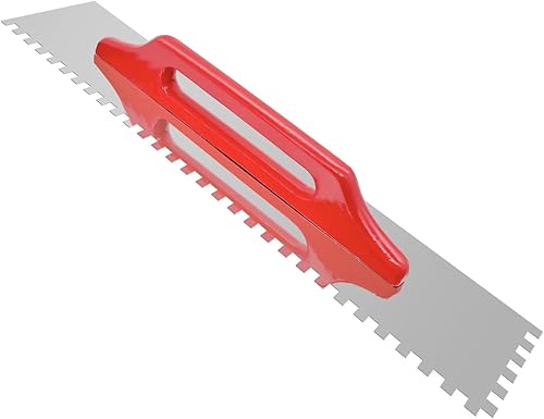 Paleta de muesca cuadrada para azulejos y pisos, paleta de acero inoxidable de grado profesional de 25 x 25 pulgadas, mango cómodo de madera (24