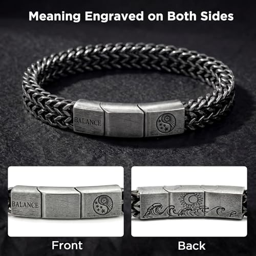 Pulsera para hombre de acero inoxidable 8mm con grabado bíblico miniatura 2