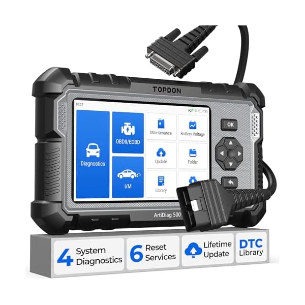 TOPDON AD500 OBD2 diagnosis coche multimarca con 4 Sistemas y 6 Funciones de Reinicio, Sistema de Motor ABS SRS TransmisiÃ³n, reinicio para aceite/SAS/TPMS/ETS/BMS/freno, ActualizaciÃ³n gratuita de WiFi