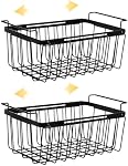 Freezer Organizer Bins with Foldable Handle, Expandable Chest Freezer Basket, Black Carbon Steel, Adjustable Width 15.35-23.42 Inch, Storage Organizer with Handle, Wire Mesh Design