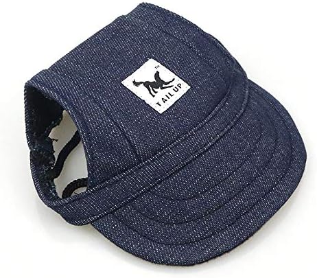Leson Baseball Caps Hats with Neck Strap Adjustable Comfortable Ear Holes for Small Medium and Large Dogs in Ourdoor Sun Protection XL Blue Jeans