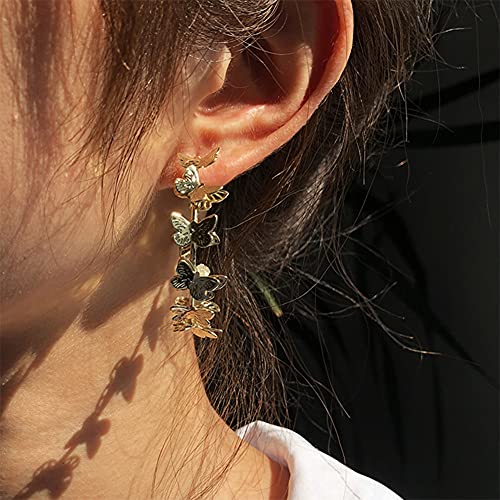 Big Hoop Butterfly Earrings For Women , Gold Monarch Butterfly Earrings , Gift Butterfly Party Or Daily Wear (Party Butterfly Gold) #TOP5