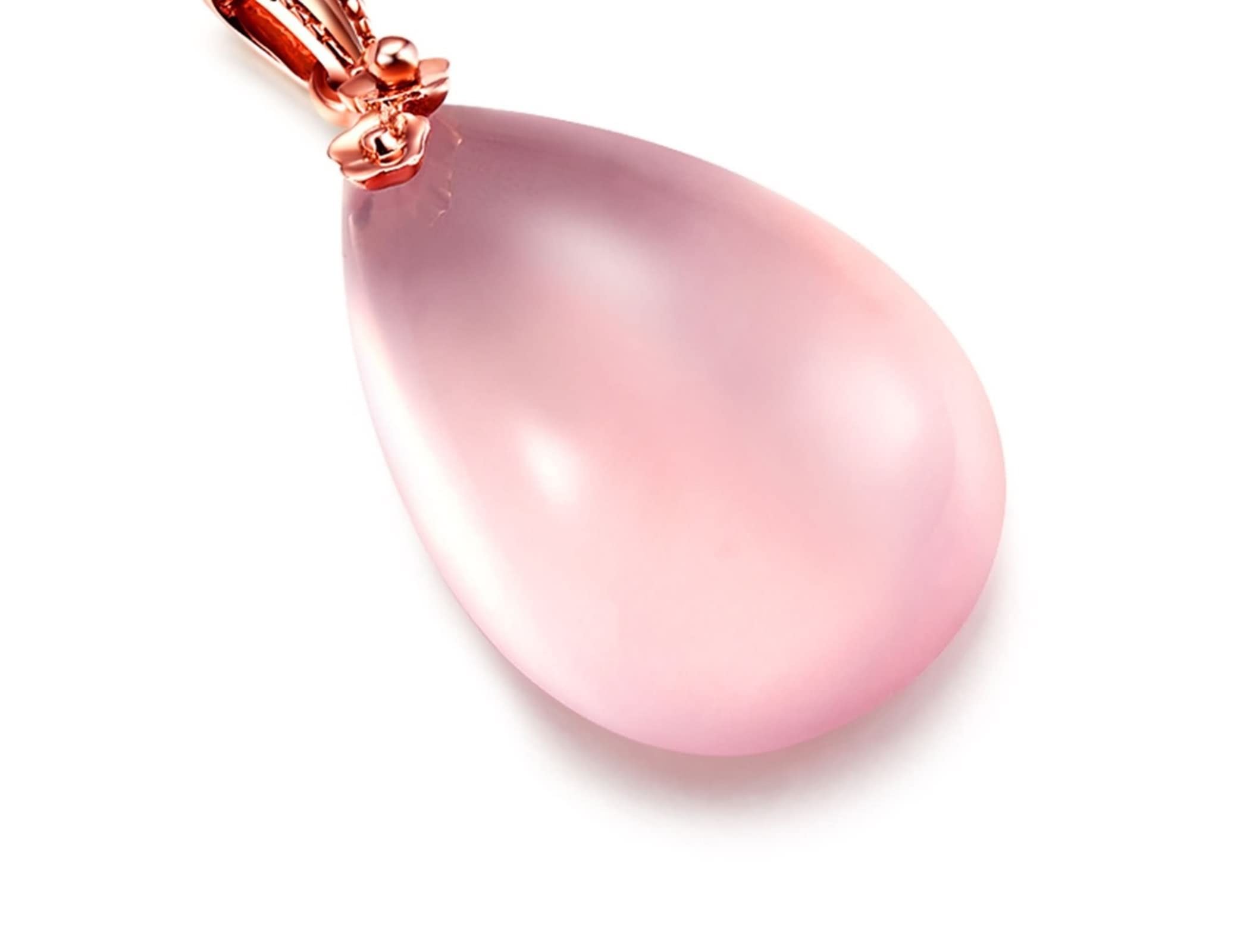Damen-Halsketten-Anhänger, Rosenquarz-Halskette mit VS-Rosenquarz-Edelstein mit sehr gutem Schliff, 18 Karat, luxuriöse Damen-Halskette als Geschenk