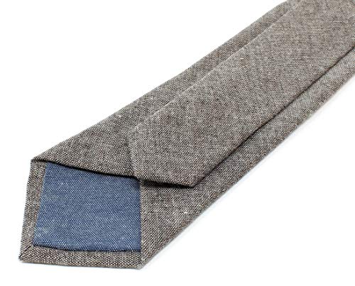 Image of Men's Chambray Cotton Skinny Necktie Tie Textured Distressed Style - 2.5 inch Width