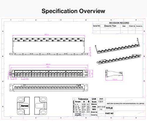 Ampcom 24 Ports 1U Blank Keystone Patch Panel, 19 Inch Rack Or Wall Mount With Rear Cable Management Panel For Ethernet Cat5E/Cat6/Cat7, Usb, Hdmi #TOP7