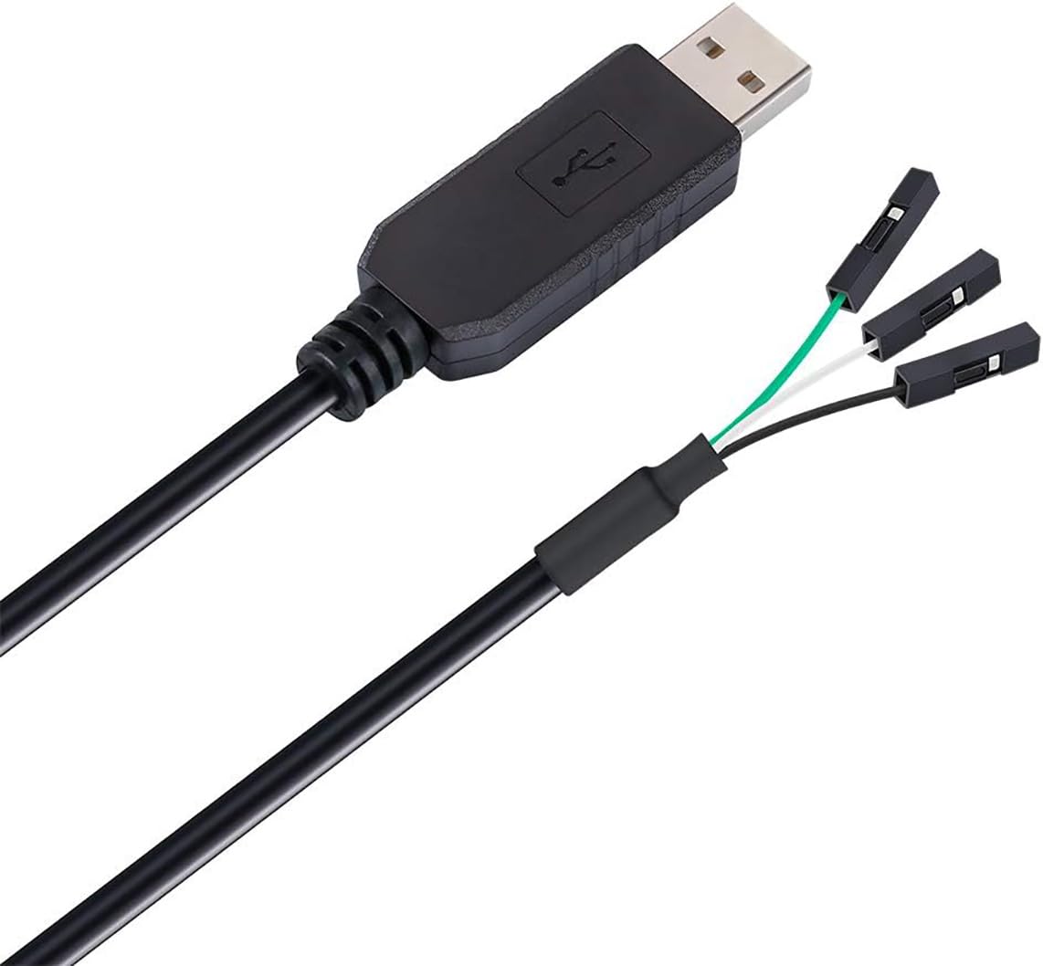 DTech FTDI - Adattatore seriale USB a TTL, 3,3 V, cavo di debug TX RX Signal 3 pin, presa FT232RL, chip per Windows 10 8 7 Linux MAC OS (1 m, nero)