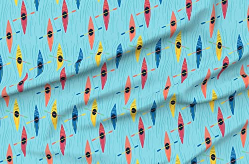 Spoonflower Kayaks Water Sports Cotton Fabric by the Yard