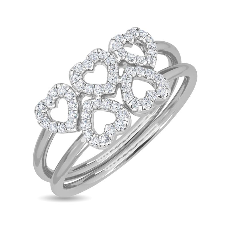 Image of KISNA 14k / 18k Real Gold & Diamond Ring | Diwali, Rakhi Rakshabandhan Gift for Sister /Bhabhi /Women | With Certificate of Authenticity & BIS-Hallmarked Gold Jewellery | Two Layered Heart Ring