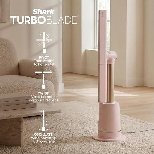 Image of Shark TurboBlade Fan-Ultra-Customizable Bladeless Tower Fan, Pivots, Twists, Oscillates 180, Circulates and Propels Air, 10 Noise Levels + 10 Speeds, Easy to Clean, Blush, TF202SPK2 (Limited Edition)