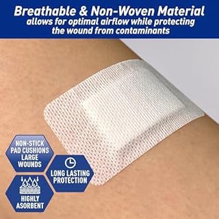 MED PRIDE Adhesive Island Dressing 2x3 in, Pack of 50 Sterile Bordered Wound Dressings, Highly Absorbent, Non-Stick, Latex-Free (2'' x 3.15'')