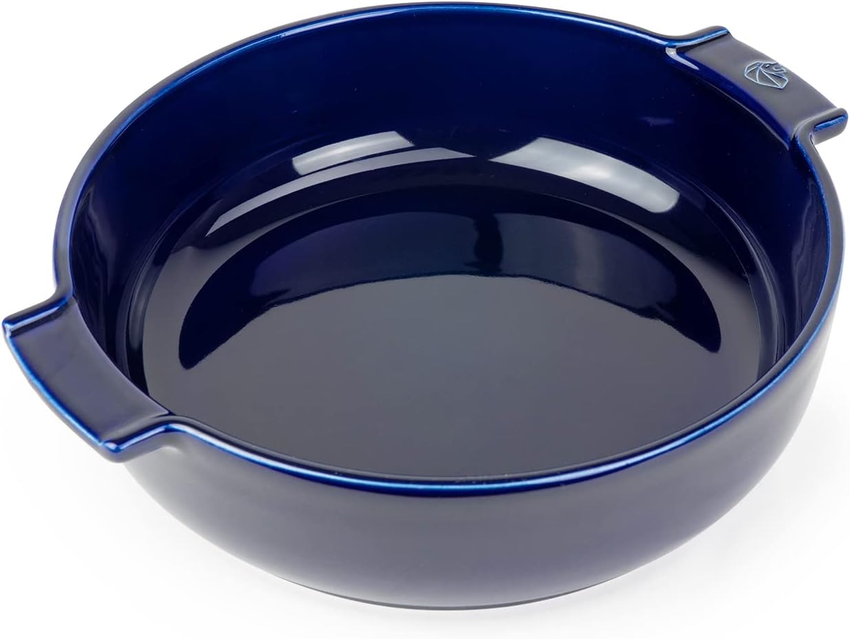 Peugeot - Appolia Round Oven Dish - Ceramic Baker with Handles - Blue, 9 x 2.5 inches