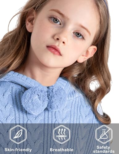 Image of BOBOYOYO Cape for Girls Hooded Cable Knit Poncho Sweaters Kids Shawl