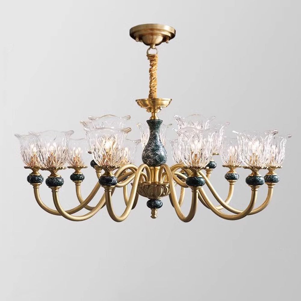HXYSXHJUO All-Copper Ceramic American Chandelier Fixture Antique Farmhouse Lighting Traditional Decor Rustic Light Elegant Ceiling Light,15 heads